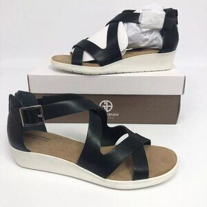 Giani Bernini Womens Fayee Wedge Sandals Shoe Black 7M